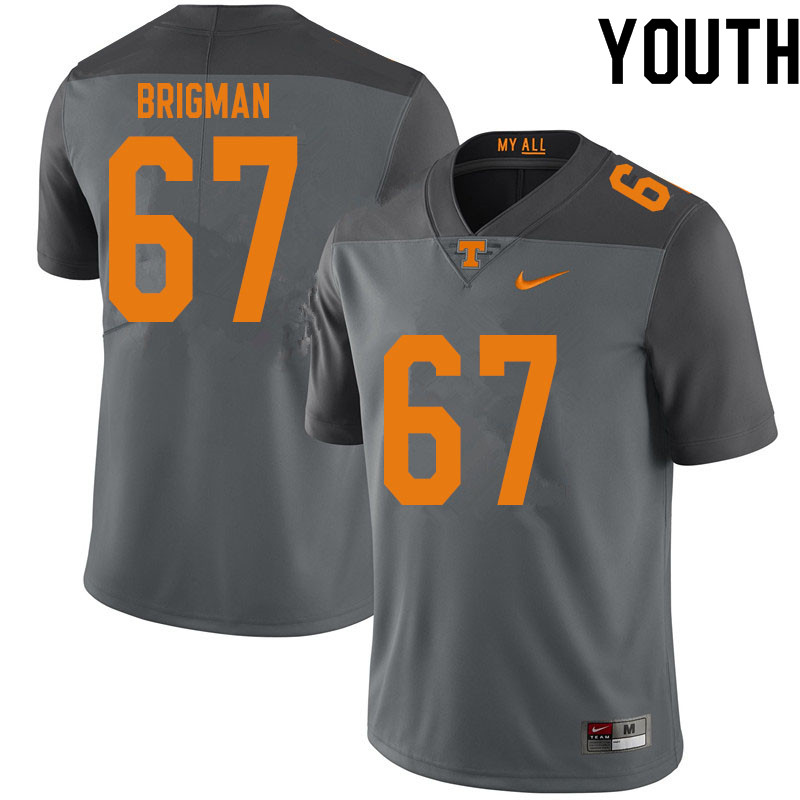 Youth #67 Jacob Brigman Tennessee Volunteers College Football Jerseys Sale-Gray